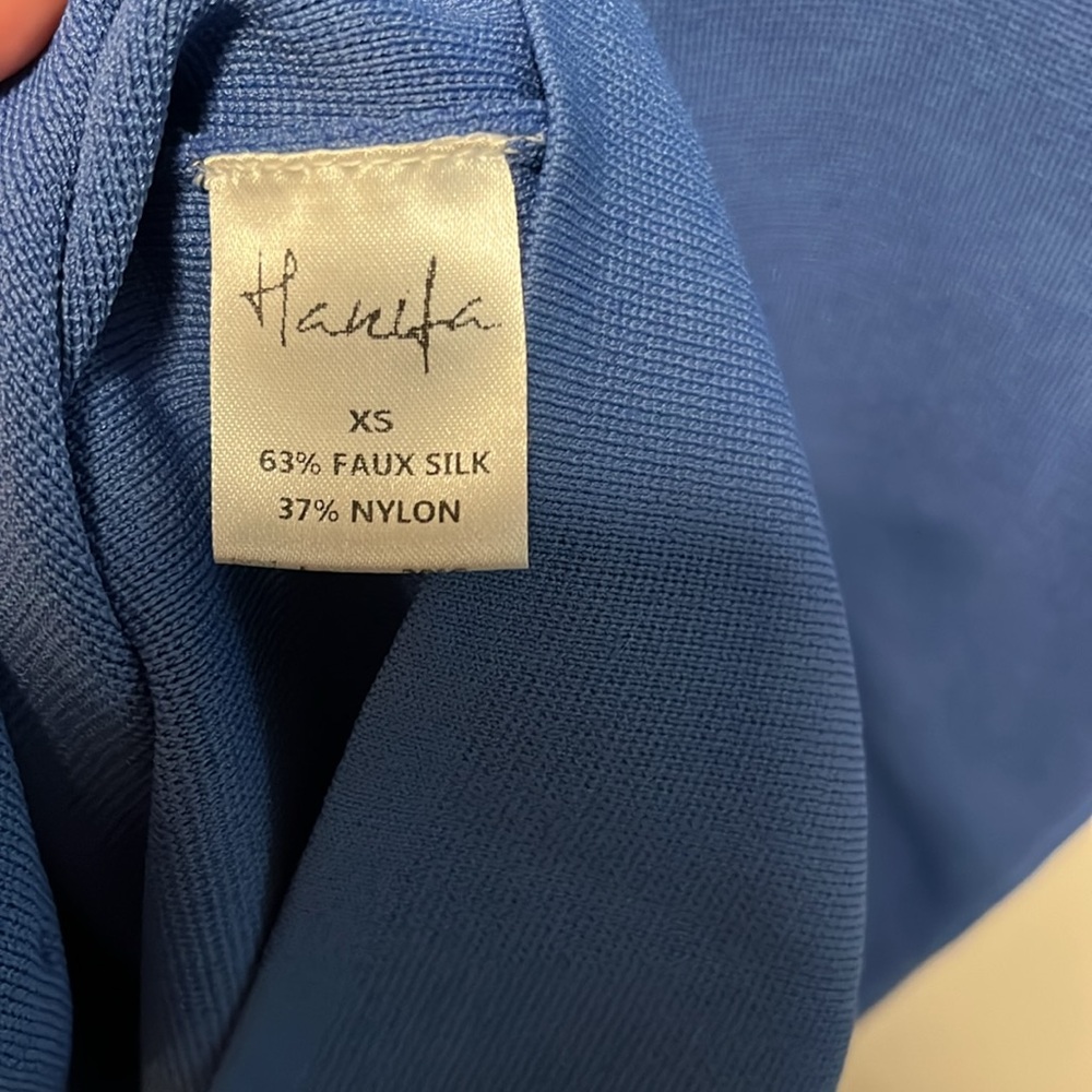 HANIFA (NWT) Cheri II Blue Long Sleeve Button Front Sheath Dress, Size XS - Picture 15 of 16